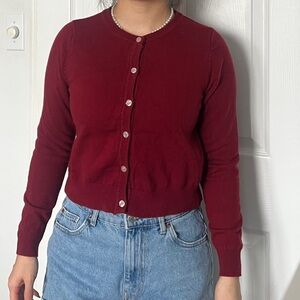 Women's Burgundy Cardigan Sweater